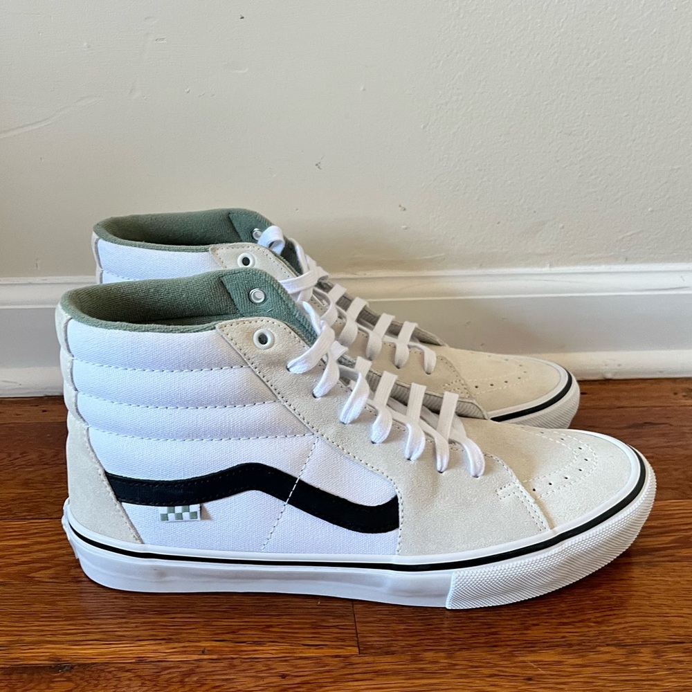 Vans Sk8 Hi Pig Suede Shoes Blanc De Blanc Size 13